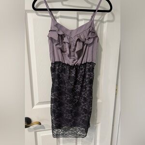 Xhilaration Purple and Black Ruffle Lace Mini Dress